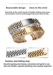 18mm 19mm 20mm 316L Stainless Steel Sliver Gold Jubilee Watch Strap Band Bracelet Compatible for Seiko5 Rolex Watch