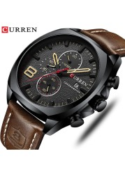 CURREN Fashion Business Men Leather Watches Analog Quartz Watch Men Sports Military Waterproof Dropshipping Male Wristwatch