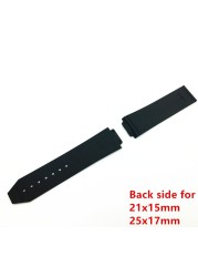 Luxury Convex Silicone Rubber Watchband 23x15mm 21x15mm 25x19mm 25x17mm For Hublot Strap Watch Band Wrist Strap Bracelet Logo On