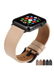 MAIKES Watch Accessories Leather Apple Watch Band 45mm 44mm 41mm 38mm for iWatch Bands Series 7 6 5 4 Watch Strap