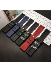 Top quality 22mm 24mm gray green red blue camo silicone rubber watchband for Panerai strap for PAM111/441 watch band