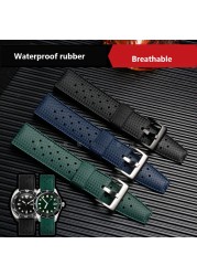 For seiko watch SRP777J1 waterproof rubber strap, high quality diving band, 20mm 22mm, black blue, new