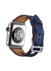 باند لآبل ووتش سلسلة 3 38 مللي متر 42 مللي متر لينة ثلاثة ثقوب جلدية للماء حزام ل iwatch سلسلة 4 5 6 SE 7 44 مللي متر 40 مللي متر 41 45 مللي متر