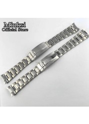 Miuksi 20mm 316L Solid Stainless Steel Watch Band Folding Buckle Mens Strap