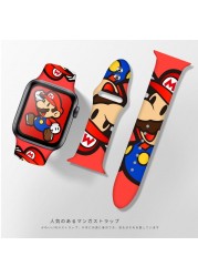 Super Mario Pokemon Silicone Strap for Apple Watch Band 44mm 40mm 38mm 42mm Silica Gel Watchband Accessories Iwatch 3 4 5 6 7