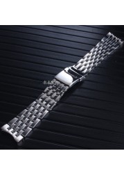 22 24mm high quality stainless steel silver polished watchband for breitling navitimer wristband deployment clasp logo on