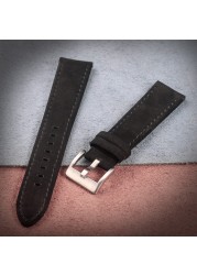 Hemsut Genuine Leather Watch Strap Bracelet Quick Release Black Calf Replacement Watch Strap for Women Men 18 20mm 22mm