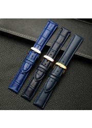 Genuine leather blue watcband for Citizen Rossini watchband 14mm 16mm 18mm 19mm 20mm 21mm 22mm 23mm watch band cowhide strap