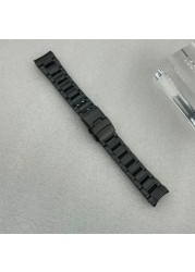 Solid 20mm Width Sterile Black PVD Coated Watchband Stainless Steel Folding Clasp Suitable for SPB185/187 Watches