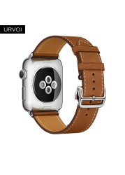 URVOI Deploy Buckle Band for Apple Watch Series 7 6 SE 5 4 3 21 Single Round Strap for iwatch 40 44mm Swift Leather Band Strap