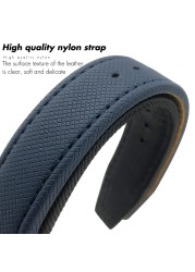 20mm 21mm 22mm Nylon Fiber Leather Watchband Fit For IWC IW377729 IW389001 Big Pilot Watch High Quality Green Blue Black Strap