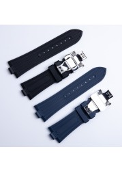 25mm*8mm Top Quality Rubber Silicone Watchband For Vacheron Constantin Offshore Watch Bnad Black Blue Waterproof Sport Strap