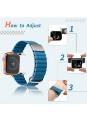 Magnetic Leather Loop Strap for Apple Watch Band 44mm 40mm 45mm 41mm 42mm 38mm Bracelet for iWatch Series 7 6 SE 5 4 3 Strap