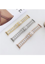 Ceramic strap for apple watch band 44mm 40mm 45mm 41mm 42mm luxury stainless steel business bracelet iwatch series se 5 4 3 6 7