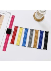 Link Leather Strap for Apple Watch Band 44mm 40mm 42mm 38mm Original Magnetic Loop Bracelet iWatch Series 3 5 4 SE 6 7 41mm 45mm