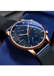 2022 New Fashion Mens Watches Luxury Brand Quartz Watch Men Mesh Steel Waterproof Ultra-thin Wristwatch for Men Sport Clock