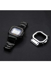 For G-SHOCK Metal Fashion Kit Frame Frame Band Stainless Steel Strap and Bezel Replacement for DW5600 DW5610 GWM5610 DW5030 GW5000