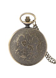 2022 New Arrivals Vintage Bronze Hollow Style Men's Quartz Pocket Watch Unique Commemorative Movement Man Watches Gift for Husband