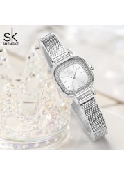 Business men watches birthday gift ladies wristwatch quartz crystals minimalist style rhinestone square dial dress accessories