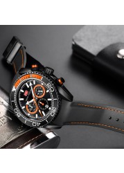 Fashion Men's Watches Multifunction Water Resistant Sport Wristwatches Luxury Quartz Luxury Brand Black Silicone Strap