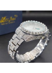 Luxury Men's Watch Bling Bling Big Diamond Quartz Watches Male Hip Hop Rock Stylish Waterproof Calendar Wristwatches Droshipping