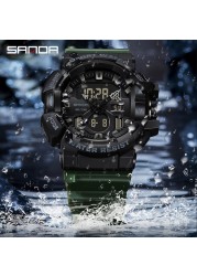 SANDA Top Brand Sports Watches Men Waterproof Military Quartz Watch for Man Wristwatch Chrono Digital Watch Alarm Clock