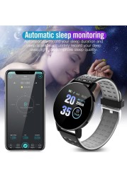 Smart Watch Blood Pressure Men Watch Round Message Reminder Fitness Tracker Smartwatch Women Bracelet for IOS Android 119 Plus