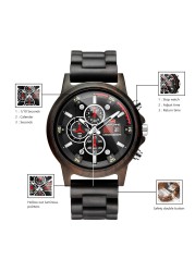 Kunhuang Luxury Natural Zebra Wood Watch Fashion Multifunction Quartz Men's Watch Chronograph Mineral Glass reloj de hombre