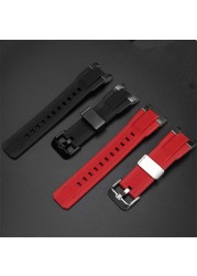 Men's Rubber Strap for C-asio G-SHOCK Watch MTG-B2000 Series Black Red Silicone Watch Strap with Special Connector