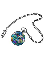 custom souvenir leisure men women quartz pocket watch with thick chain ocean world style unique unisex watches gift for friend