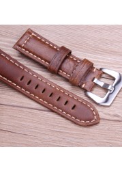 Genuine leather watch band bracelet women men retro strap 20mm 22mm 24mm black brown red watchband with steel screw buckle