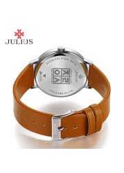 Classic Julius Men's Watch Japan Quartz Watch Fashion Clock PU Leather Bracelet Boy Student Birthday Gift No Box