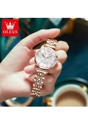 OLEVS Top Brand 2022 Women Fashion Luxury Quartz Watch Waterproof Stainless Steel Wristwatch For Women Fashion Female Gift Set