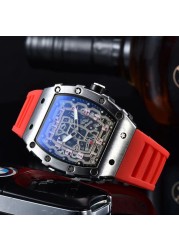 New Luxury 3-pin Transparent Bezel Quartz Watch Men Automatic Watch Men Designer Wristwatches Waterproof Reloj Hombre