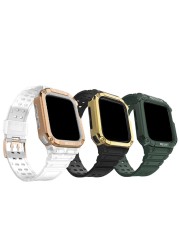 TPU Case + Strap For iWatch Series 7 6 SE 5 4 Watchband Protective For Apple Watch 38mm 42mm Sport Strap Bracelet Accessories