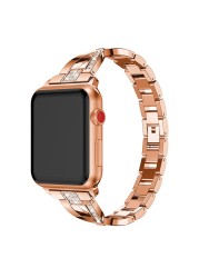 Diamond Bracelet for iWatch Series SE 7 6 5 4 Women Wristband for Apple Watch 38/40/41mm 42/44/45mm Band Metal X Shape Strap