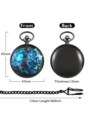 Customized Men's Blue Flame Chain Pocket Watch Classic Japan Animation Personality Style Leisure Quartz Watches Unisex Gift