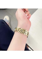 Luxury Diamond Watchband for Apple Watch Series 7 6 SE 5 4 3 Wrist Strap Link Bracelet for iWatch 38 41 42 45mm Metal Steel Strap