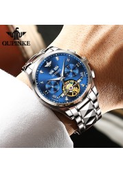 OUPINKE Watch for Men Luxury Brand Tourbillon Watches Sapphire Glass Tungsten Steel Waterproof Men Mechanical Wristwatches