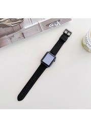 Leather strap for apple watchband 44mm 40mm 45 41mm 38mm 42mm single round wirstband bracelet for iWatch series 5 4 3 6 se 7 band