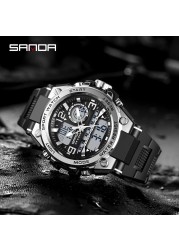 2022 New SANDA Sports Men's Watches Luxury Brand Japanese Military Movement Quartz Watch Men Waterproof S Shock Wristwatches