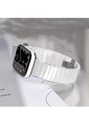 Black/White Ceramic Strap for Apple Watch SE Band Series 7 6 5 4 3 Bracelet 40mm 44mm 38mm 42mm Wristband for iWatch Watch Strap