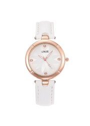 Leisure simple diamond flower inlaid women's quartz watch fashion leather strap women's watch