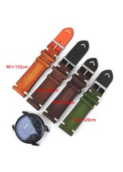 Genuine Leather Watchband 18mm 20mm 22mm 24mm Handmade Stitching Bottom With Lychee Pattern Watch Strap Replacement Strap