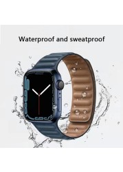 Genuine Leather Strap for Apple Watch SE 7 6 5 4 Band Magnetic Loop Wirstband 38mm 40mm 41mm 42mm 44mm 45mm Women Men Bracelet