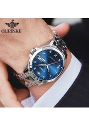 OUPINKE Swiss sumptuous automatic watch business sapphire crystal mechanical tungsten steel luminous wristwatch men