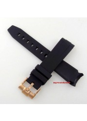 20mm black curved end rubber watch band for 40mm sub GMT mens watch