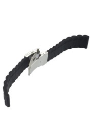 Black silicone rubber watch strap band deployment buckle waterproof 20mm 22mm quick release mechanism and safety catch