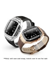 Compatible with Apple Watch Band 44mm Series 4/5/6/7/SE with Case Strap, Stainless Steel iWatch Bands with Protective Cover