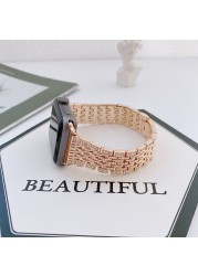 Stainless Steel Strap For Apple Watch Band With Diamonds Men And Women Watchband 44mm 40mm 42mm 38mm For Iwatch SE 6 5 4 3 2